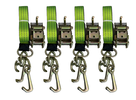4PK 2" x 12' Strap with RTJ Cluster Hooks with Finger Hook Ratchets / Free Shipping!