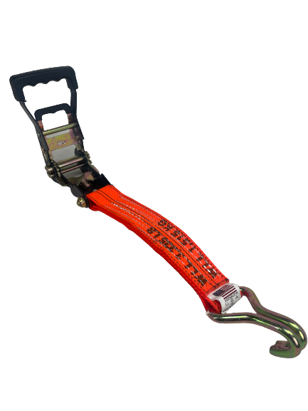 2" Heavy Duty Mega Ratchet with Diamond Weave Short end and Double J Wire hook