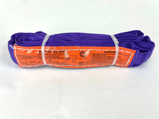 Round Sling Purple 3 ft 2600 lbs Vertical, 5200 lbs Basket WLL / Free Shipping Included