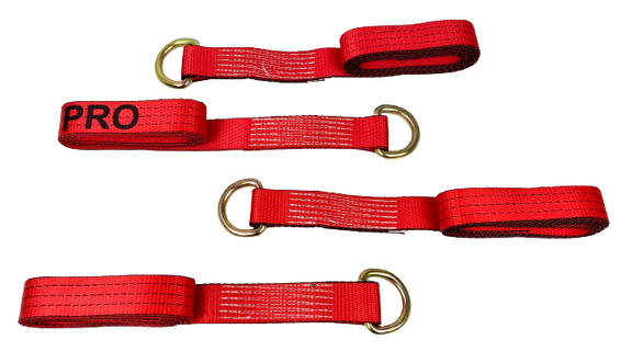 2" x 8' Red TECNIC PRO Webbing Wheel Lift Lasso Strap with Steel D-Ring