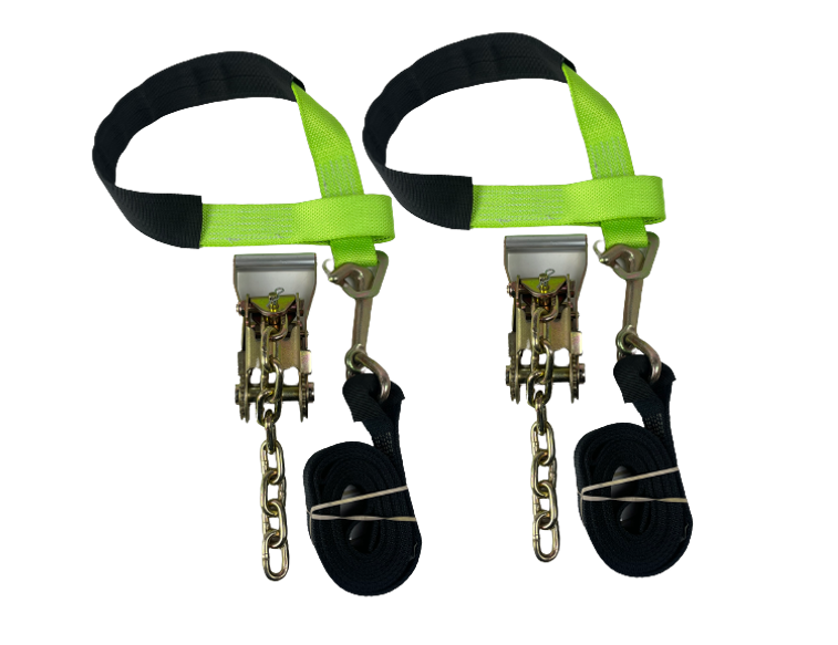 2PK Through the wheel strap kit with Forged Mini J straps and Chain Tail ratchets / Free Shipping