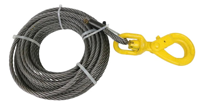 3/8 Steel Core Winch Cable with Swivel Self Locking Hook (Various Sizes)