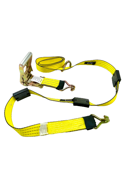Yellow TECNIC 3-point Car hauler wire hook Ratchet wheel strap