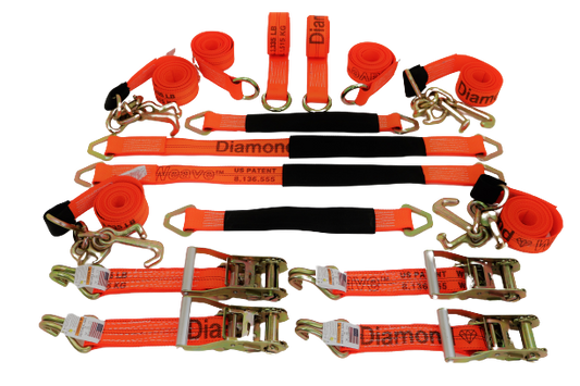 16 Piece Tie Down Kit Orange Diamond Weave