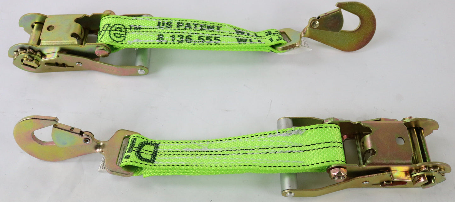 2" Ratchet with Hi-Viz Diamond Weave and Twisted Snap Hook | Pack of 2