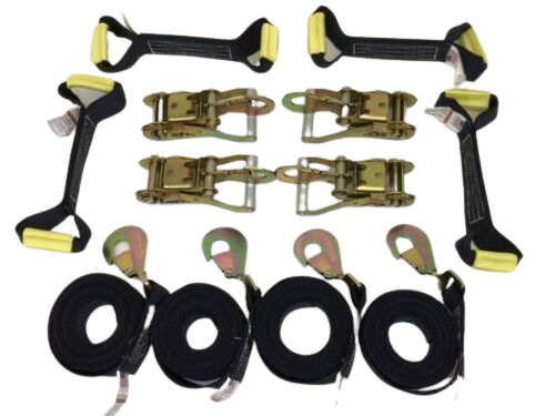 8 Point Kit DIAMOND WEAVE flatbed/rollback 14' car tie-down w/twisted ...